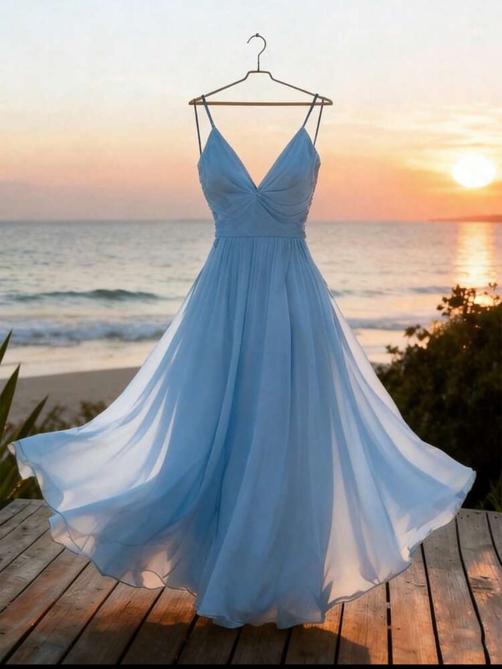 SHEIN Sky Blue Spaghetti Strap Maxi Dress